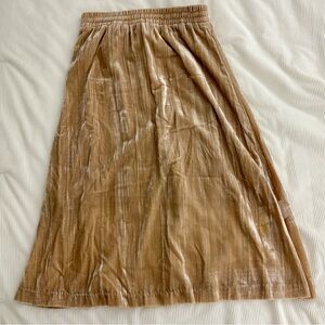 H&M Carmel Midi Velvet Elastic Waist Skirt